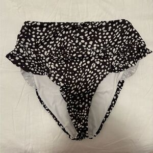 EUC ASOS DESIGN mix and match high waist frill bikini bottoms in black mono spot